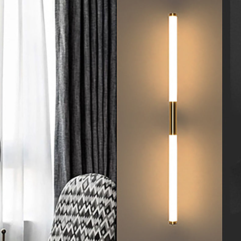 Modern Minimalist Long Cylinder Rectangle Base Iron PC LED Wall Sconce Lamp For Bedroom