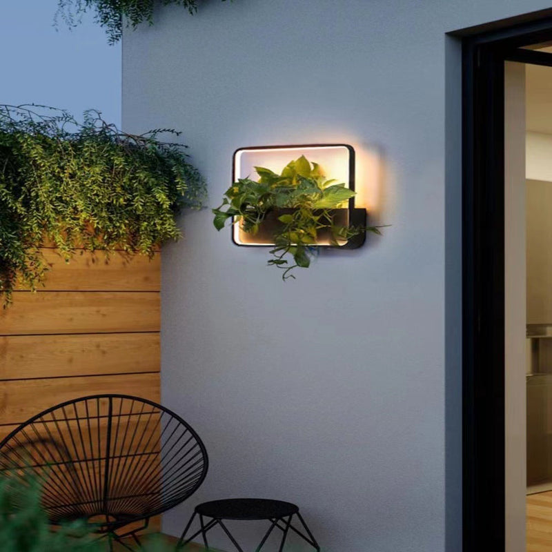 Modern Minimalist Square Geometric Frame Outdoor Waterproof LED Wall Sconce Lamp For Garden