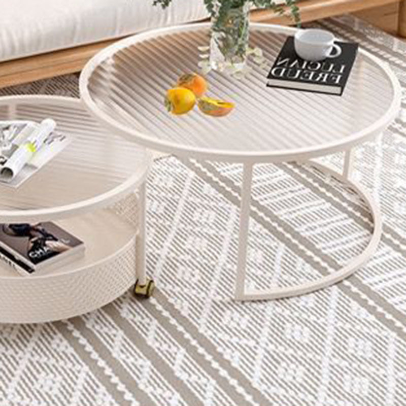 Modern Minimalist Removable Round Glass Metal End Table 3-Tier For Living Room