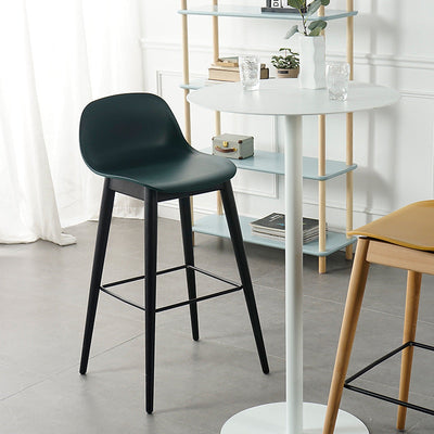 Contemporary Simplicity Square Plastic Wood Bar Stool Low Back Footrest For Dining Room