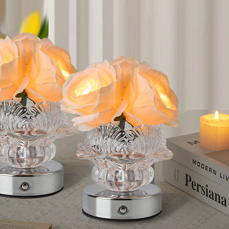 Modern Decorative Rose Metal Glass LED Table Lamp