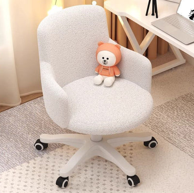 Modern Minimalist Fabric Velvet Carbon Steel Sponge Round Rotatable Desk Chair Backrest Armrest For Home Office