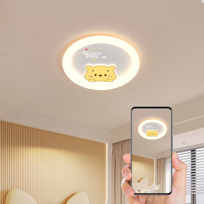 Contemporary Creative Cartoon Animal Duck Acrylic LED Flush Mount Ceiling Light For Bedroom