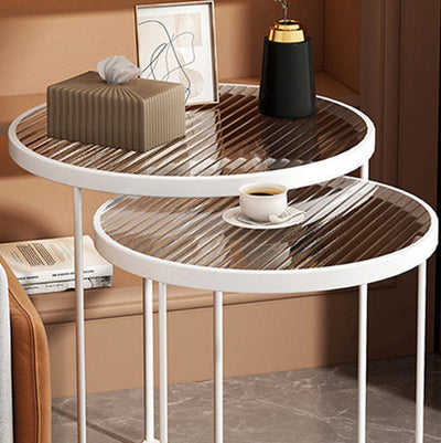 Contemporary Simplicity Round Glass Top Nesting Side Table For Living Room