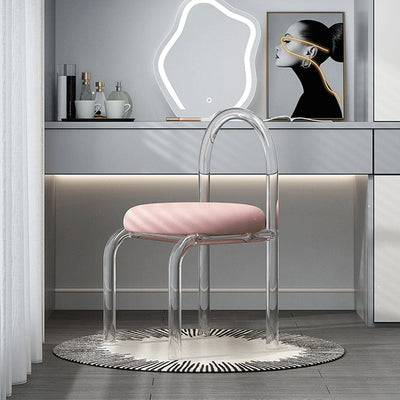 Modern Minimalist Round Fabric Acrylic Vanity Stool Backrest For Bedroom