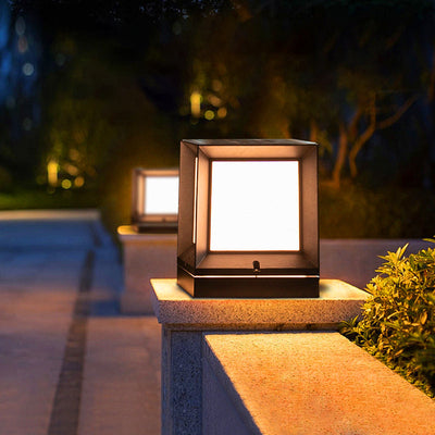 Contemporary Industrial ABS Square Acrylic 1-Light Solar Waterproof Landscape Light For Outdoor Patio