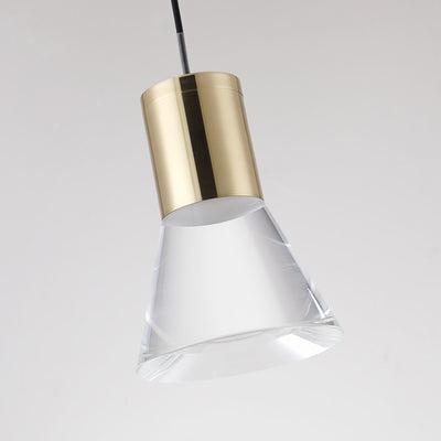 Contemporary Nordic Full Copper Acrylic Semi-Conical LED Pendant Light For Bedroom