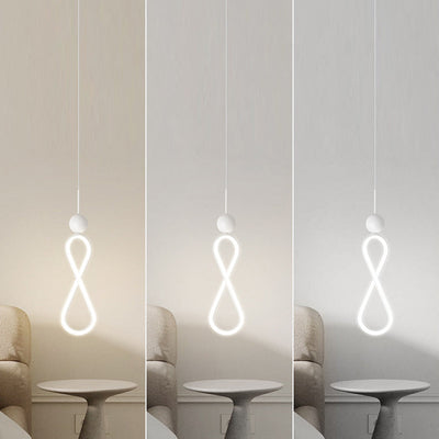 Contemporary Scandinavian Iron Silica Infinity Spiral LED Pendant Light For Bedroom