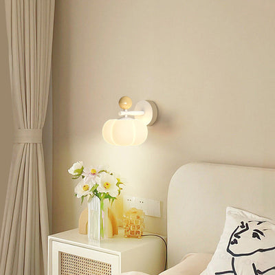 Modern Minimalist Pumpkin Orb PVC Iron LED Wall Sconce Lamp For Bedroom