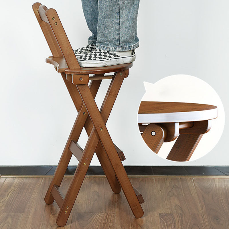 Contemporary Simplicity Bamboo X-Shaped Legs Foldable Bar Stool Low Back Footrest For Dining Room