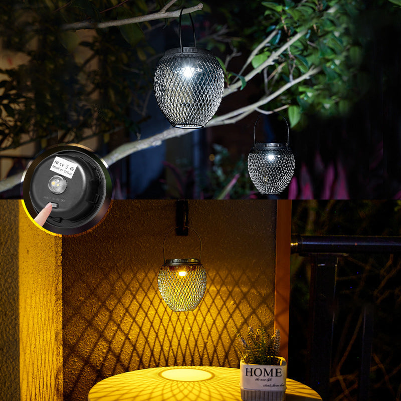 Traditional European Solar Waterproof Iron ABS Lantern Hollowed LED Hanging Landscape Lighting Outdoor Light For Garden