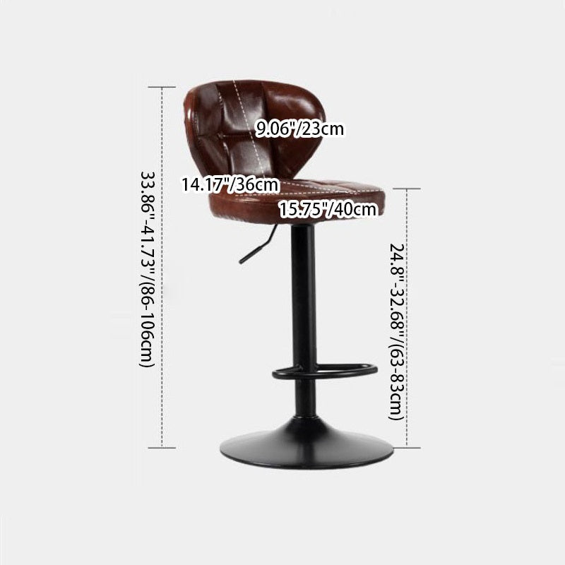 Modern Minimalist Square Leather Metal Bar Stool Backrest Armless For Dining Room