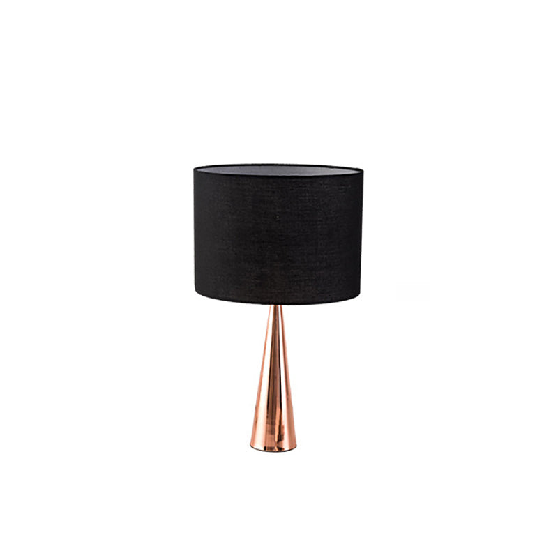 Contemporary Scandinavian Black Fabric Cone Base 1-Light Table Lamp For Study