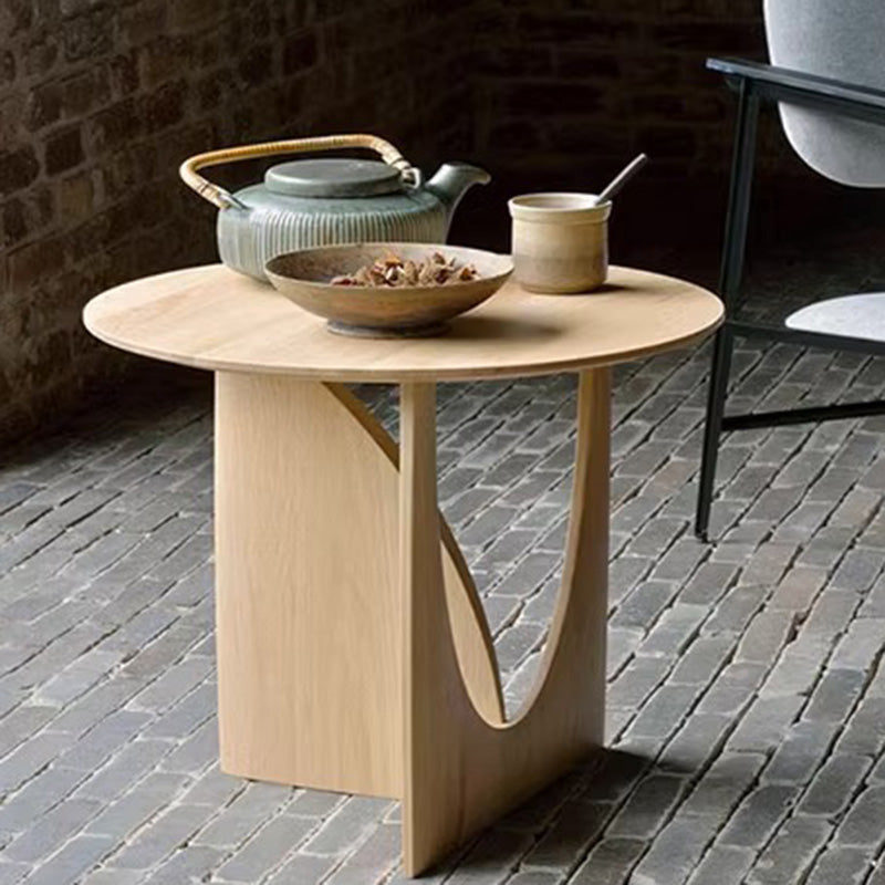 Traditional Japanese Round Wood Coffee Table For Living Room