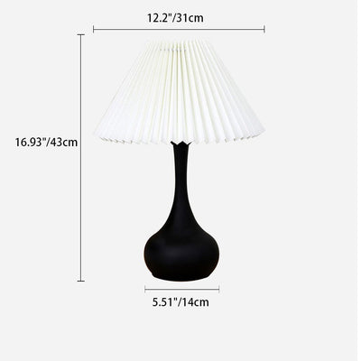 Modern Minimalist Gourd Folding Lampshade Metal Fabric 1-Light Table Lamp For Bedroom