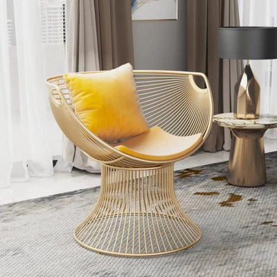 Modern Luxury Oval Curved Upholstered Iron Chair For Living Room