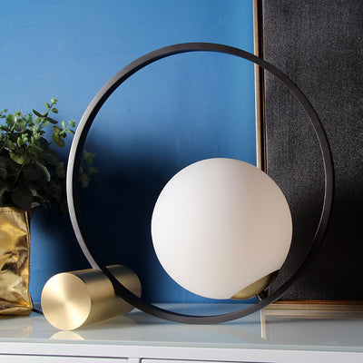 Modern Minimalist Circle Orb Copper Glass 1-Light Table Lamp For Bedroom