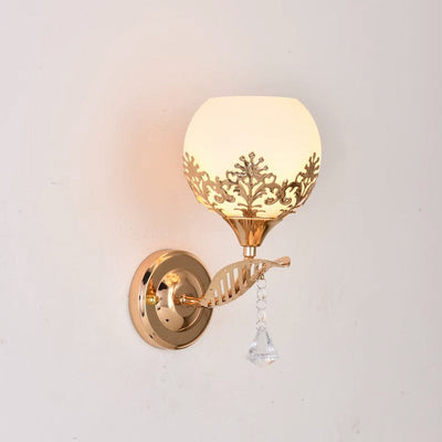 Modern Minimalist Round Flower Iron Glass 1-Light Wall Sconce Lamp For Bedroom