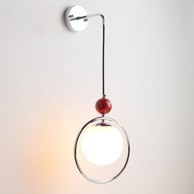 Contemporary Creative Glass Ball Shade Iron Ring 1-Light Pendant Light For Living Room