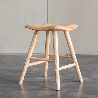 Contemporary Nordic Ash Wood Square Vanity Stool Footrest For Bedroom