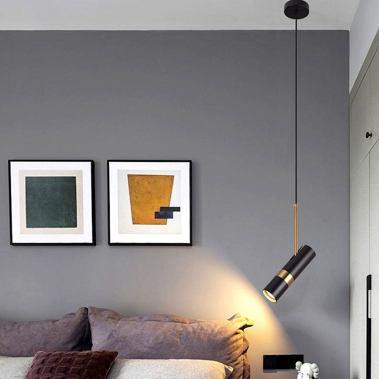 Contemporary Nordic Simplicity Metal Long Barrel 1-Light Pendant Light For Bedroom