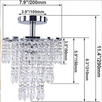 Modern Luxury Round Tassel Hardware Crystal 1-Light Semi-Flush Mount Ceiling Light For Living Room