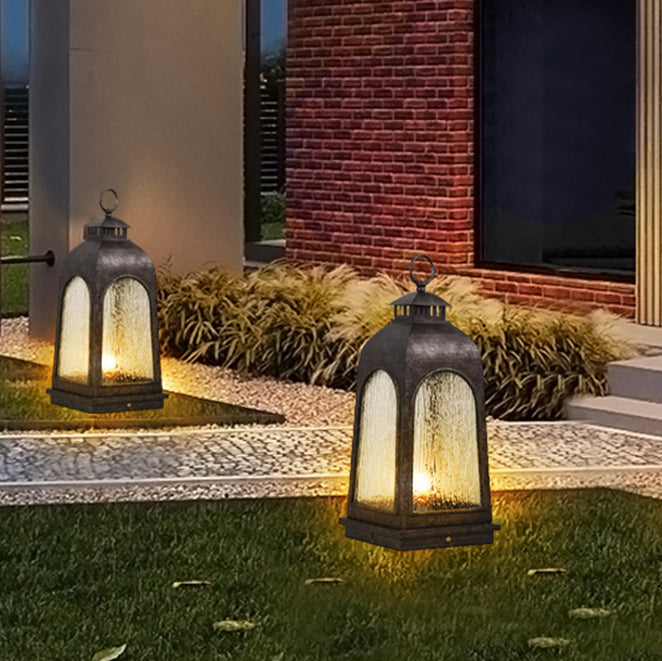 Contemporary Retro Bark Pattern Aluminum Glass Post Lamp 1-Light Outdoor Lawn Landscape Light For Outdoor