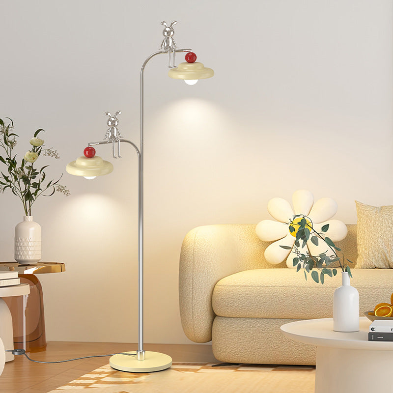 Modern Minimalist Round Spherical Iron Glass 2-Light Standing Floor Lamp For Living Room