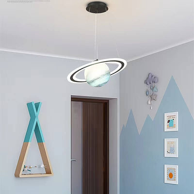 Contemporary Nordic Iron Acrylic Planet LED Pendant Light For Bedroom