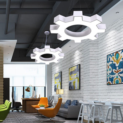 Contemporary Creative Iron Gear Acrylic Shade LED Pendant Light For Entertainment Room