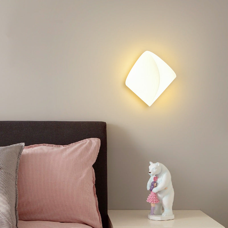 Contemporary Creative PE Geometric Shade Hardware LED Wall Sconce Lamp For Bedroom