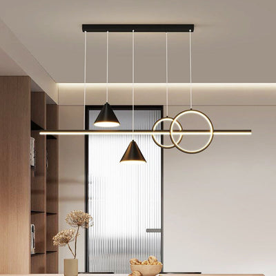 Modern Minimalist Strip Cone Circle Iron Acrylic LED Chandeliers Island Light For Dining Room