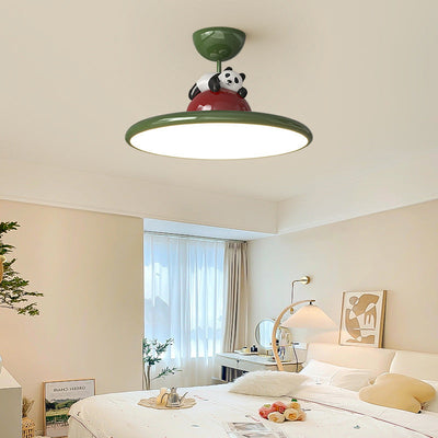 Contemporary Creative Cartoon Panda Elephant Iron Acrylic LED Semi-Flush Mount Ceiling Light For Bedroom