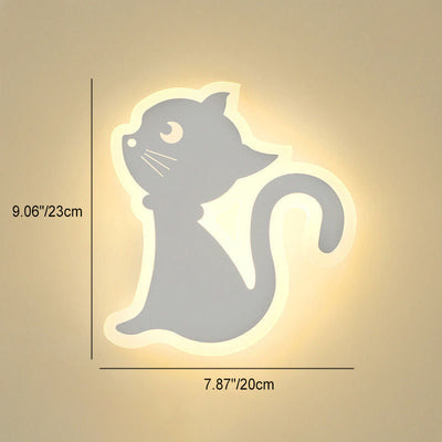 Applique murale en fer avec design de chat en acrylique créatif contemporain, lampe LED pour chambre 