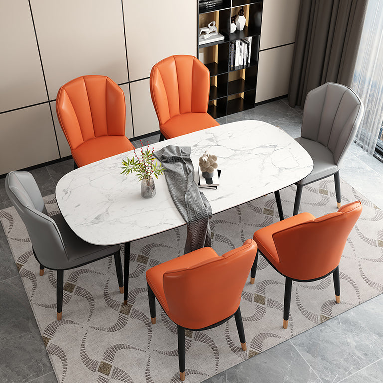 Modern Luxury Leather Carbon Steel Sponge Square Shell Dining Chair Backrest For Dining Room