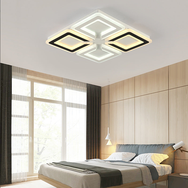 Modern Minimalist Diamond Iron Acrylic LED Flush Mount Ceiling Light For Living Room