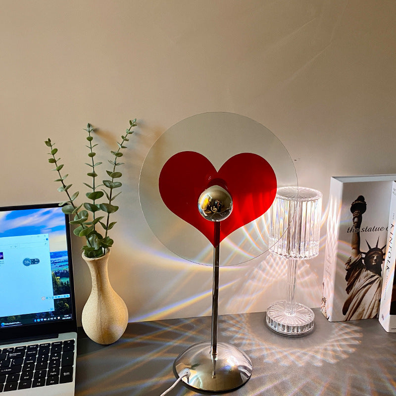 Modern Creative Heart Round Metal Acrylic 1-Light Table Lamp For Bedroom