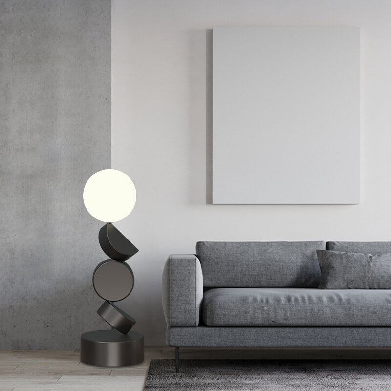 Lampe de table à 1 lumière avec blocs géométriques minimalistes modernes empilés avec base en fer 