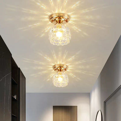 Modern Minimalist Floral Iron Glass 1-Light Semi-Flush Mount Ceiling Light