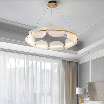 Modern Minimalist Round Iron Acrylic LED Chandelier For Bedroom