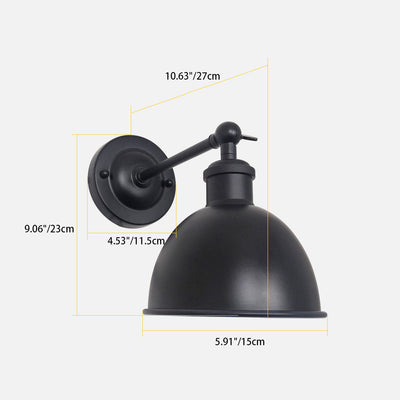 Contemporary Industrial Iron Semi-Circular Shade Rocker Arm 1-Light Wall Sconce Lamp For Living Room