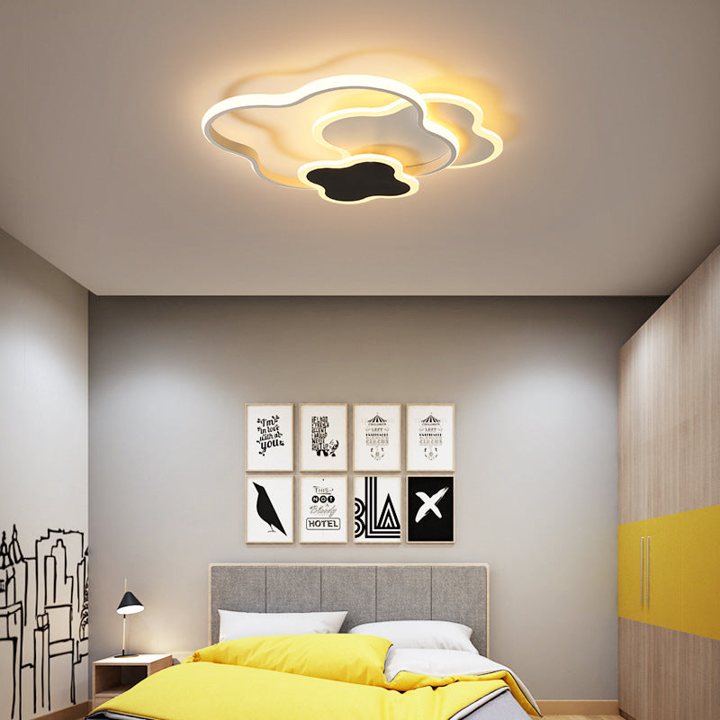 Contemporary Nordic Metal Acrylic Cloud Four-Leaf Clover LED Flush Mount Ceiling Light For Bedroom