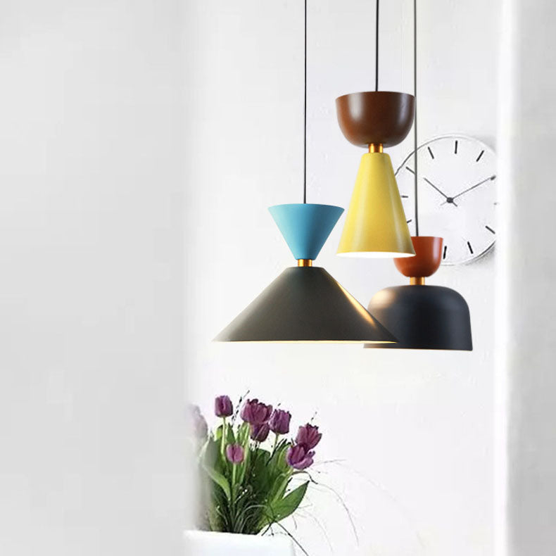 Modern Macaron Colorful Geometric Polygons Iron 1-Light Pendant Light