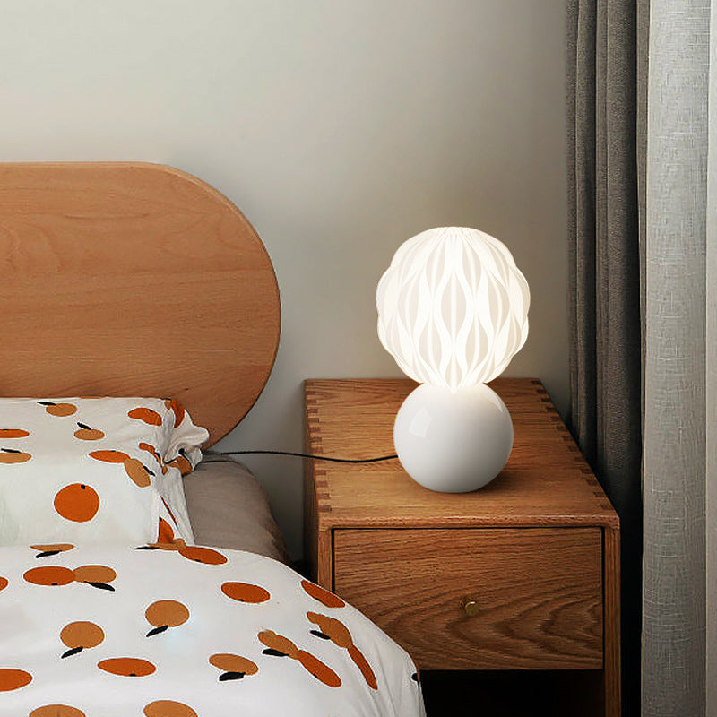 Modern Minimalist Orb Cloudy Ceramic PE 1-Light Table Lamp For Bedroom