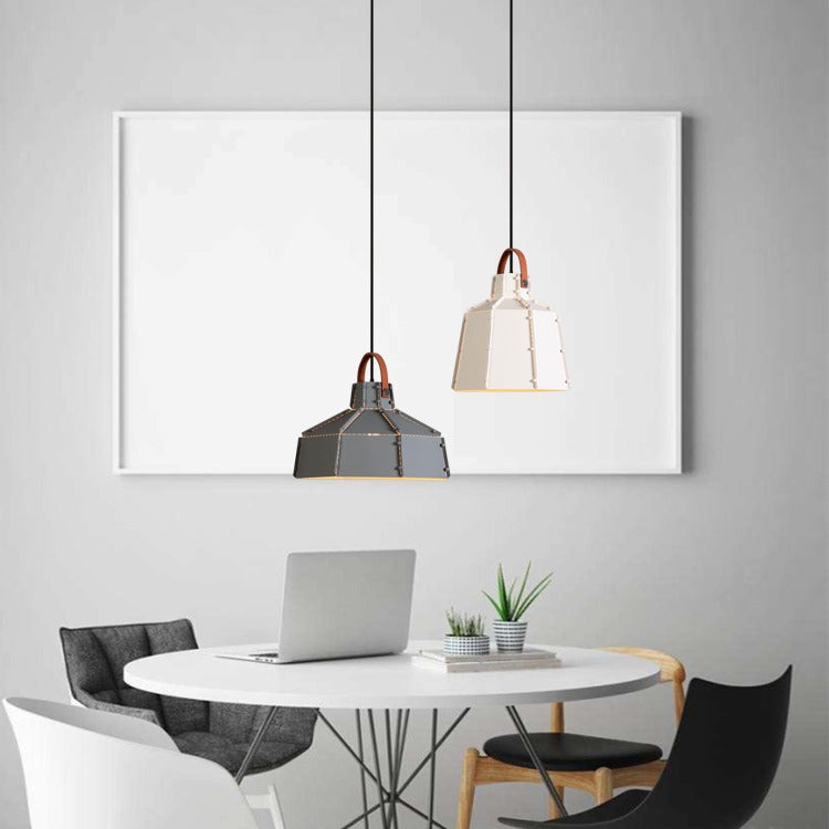 Contemporary Industrial Round Cylindrical Trapezoidal Iron 1-Light Pendant Light For Living Room