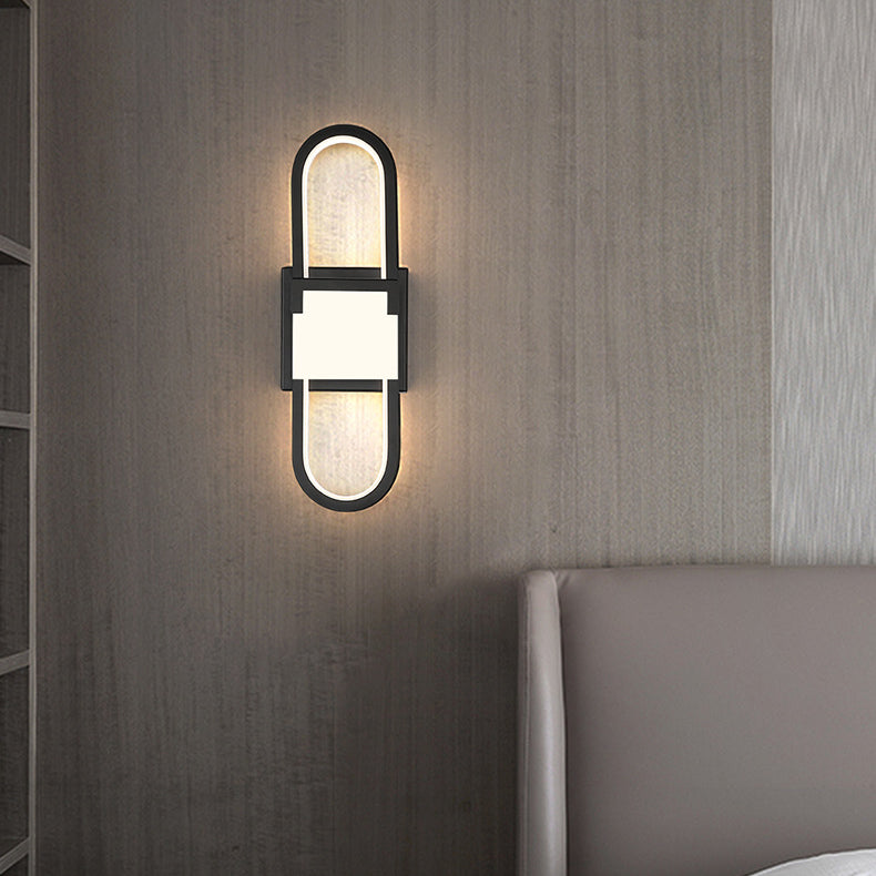 Modern Minimalist Oval Rectangle Iron Aluminum LED Wall Sconce Lamp For Bedroom