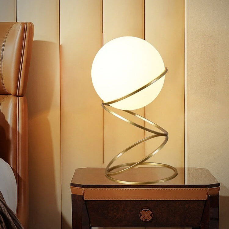 Moderne kreative Spiral-Kreis-Basis-Glaskugel-1-Licht-Tischlampe 