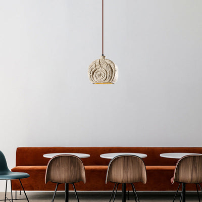 Contemporary Industrial Round Snail Shell Shape Cement 1-Light Pendant Light For Living Room