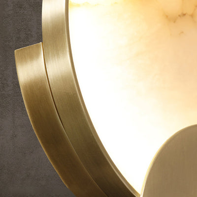 Contemporary Nordic Metal Marble Round LED Wall Sconce Lamp For Bedside