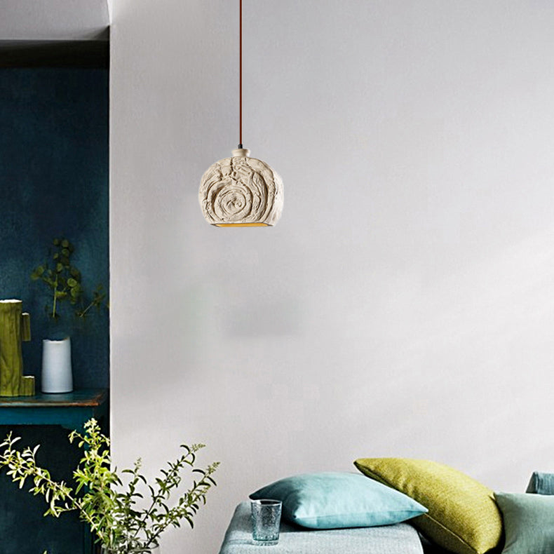 Contemporary Industrial Round Snail Shell Shape Cement 1-Light Pendant Light For Living Room